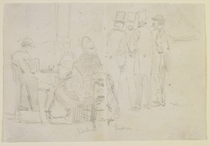 バーデンバーデン、1858（オフホワイトの織り紙に鉛筆） 作： James Abbott McNeill Whistler